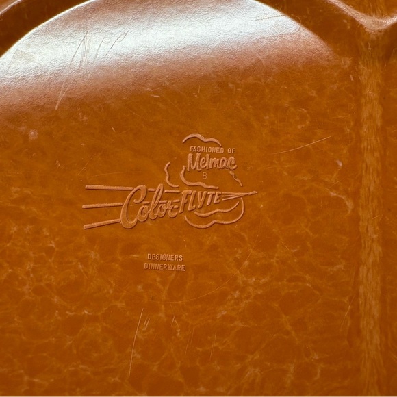 MCM Color-Flyte Burnt Orange Double Bubble Divided Serving Bowl 10.5” Branchell - Picture 5 of 9